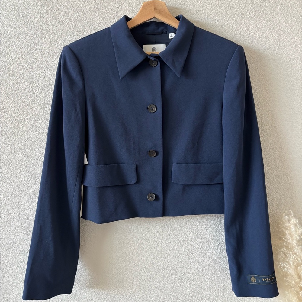 Aritzia Cropped Navy Jacket
